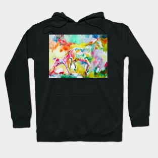HORSE AND FOAL - watercolor painting Hoodie